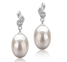 9-10mm AAA Quality Freshwater Cultured Pearl Earring Pair in Deborah White