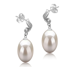 9-10mm AAA Quality Freshwater Cultured Pearl Earring Pair in Deborah White