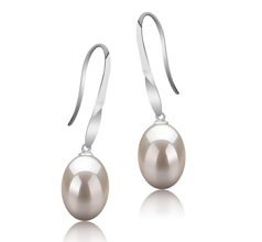 9-10mm AAA Quality Freshwater Cultured Pearl Earring Pair in Bernice White