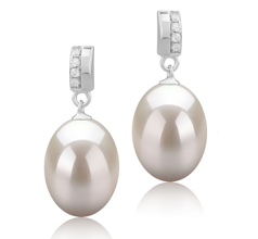 9-10mm AAA Quality Freshwater Cultured Pearl Earring Pair in Karley White