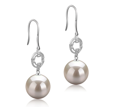 10-11mm AAAA Quality Freshwater Cultured Pearl Earring Pair in Adelle White