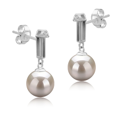 8-9mm AAAA Quality Freshwater Cultured Pearl Earring Pair in Aoife White