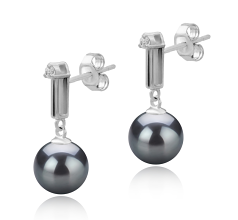 8-9mm AAAA Quality Freshwater Cultured Pearl Earring Pair in Aoife Black