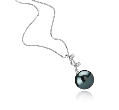 11-12mm AAA Quality Tahitian Cultured Pearl Pendant in Angie Black