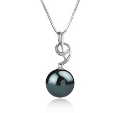 11-12mm AAA Quality Tahitian Cultured Pearl Pendant in Sofie Black