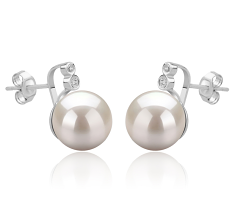 10-11mm AAAA Quality Freshwater Cultured Pearl Earring Pair in Hailey White