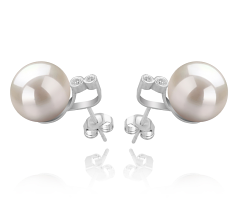 10-11mm AAAA Quality Freshwater Cultured Pearl Earring Pair in Hailey White