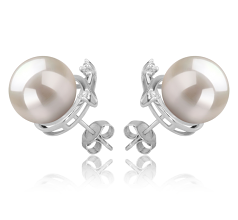 10-11mm AAAA Quality Freshwater Cultured Pearl Earring Pair in Berry White