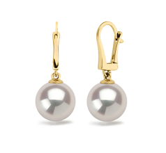 9.5-10mm AAAA Quality Freshwater Cultured Pearl Earring Pair in Elements White