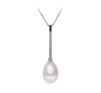 10-11mm AA - Drop Quality Freshwater Cultured Pearl Pendant in Adra White