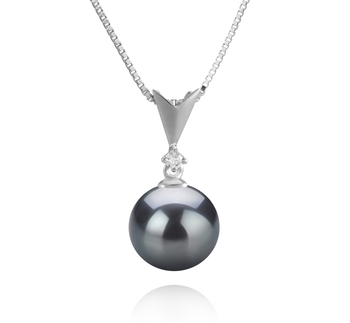 9-10mm AAA Quality Tahitian Cultured Pearl Pendant in Ailani Black