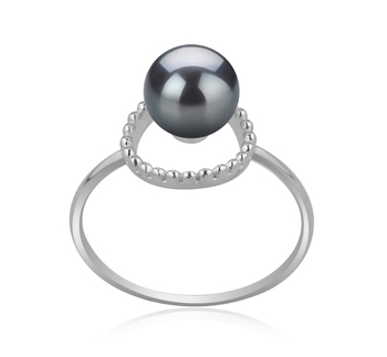 6-7mm AAAA Quality Freshwater Cultured Pearl Ring in Andy Black