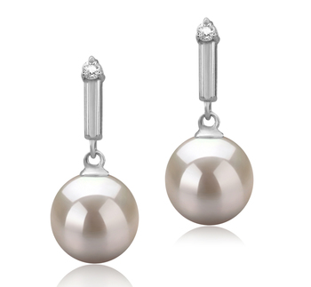 8-9mm AAAA Quality Freshwater Cultured Pearl Earring Pair in Aoife White