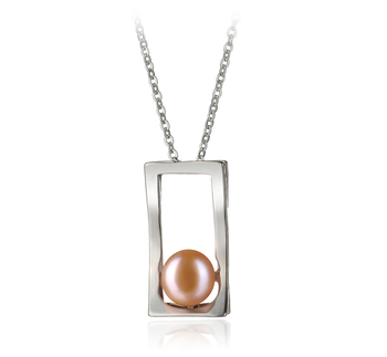 7-8mm AA Quality Freshwater Cultured Pearl Pendant in Athena Pink