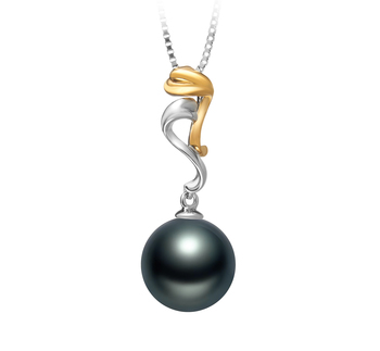 10-11mm AAA Quality Tahitian Cultured Pearl Pendant in Brianna Black