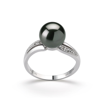 8-9mm AAA Quality Tahitian Cultured Pearl Ring in Caroline Black