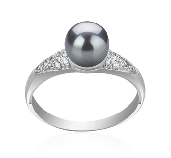 6-7mm AAAA Quality Freshwater Cultured Pearl Ring in Cristy Black