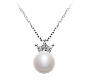 8-9mm AAA Quality Freshwater Cultured Pearl Pendant in Crown White