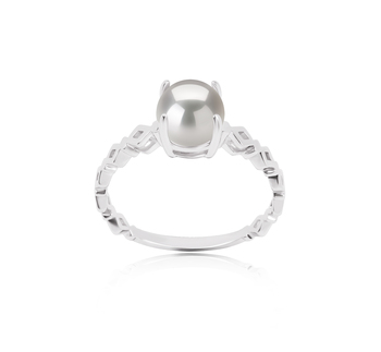 7.5-8mm AAAA Quality Freshwater Cultured Pearl Ring in Dawn White