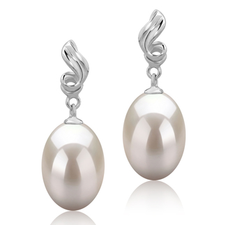 9-10mm AAA Quality Freshwater Cultured Pearl Earring Pair in Deborah White