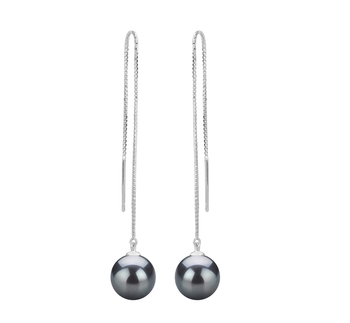 8-9mm AAAA Quality Freshwater Cultured Pearl Earring Pair in Dottie Black