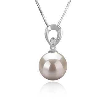 10-11mm AAAA Quality Freshwater Cultured Pearl Pendant in Emilia White