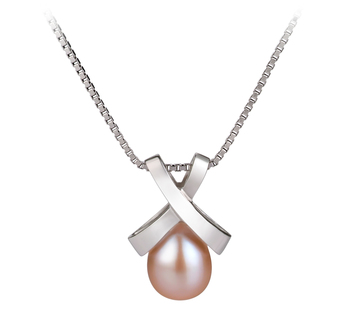 7-8mm AA Quality Freshwater Cultured Pearl Pendant in Empress Pink