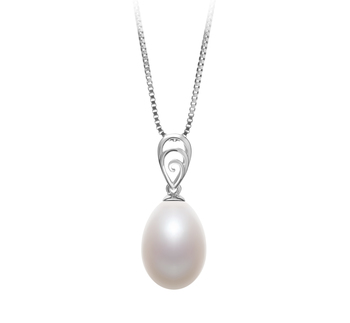 10-11mm AA - Drop Quality Freshwater Cultured Pearl Pendant in Fotina White