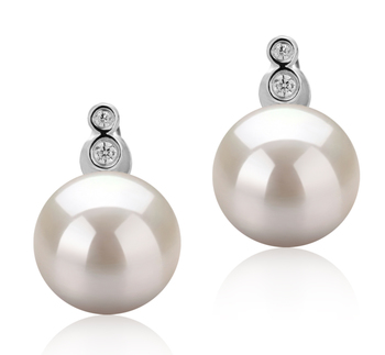 10-11mm AAAA Quality Freshwater Cultured Pearl Earring Pair in Hailey White