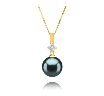 10-11mm AAA Quality Tahitian Cultured Pearl Pendant in Hilda Black