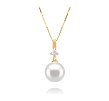 10-11mm AAA Quality South Sea Cultured Pearl Pendant in Hilda White