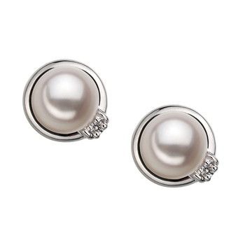 6-7mm AA Quality Japanese Akoya Cultured Pearl Earring Pair in Jocelyn White