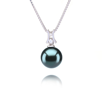 9-10mm AAA Quality Tahitian Cultured Pearl Pendant in Lauren Black