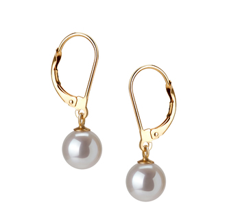 7-8mm AAAA Quality Freshwater Cultured Pearl Earring Pair in Marcella White