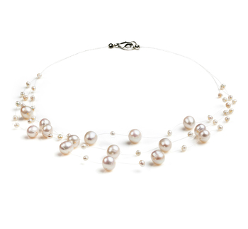 3-9mm A Quality Freshwater Cultured Pearl Necklace in Mary White