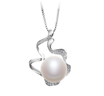 12-13mm AA Quality Freshwater Cultured Pearl Pendant in Oceane White