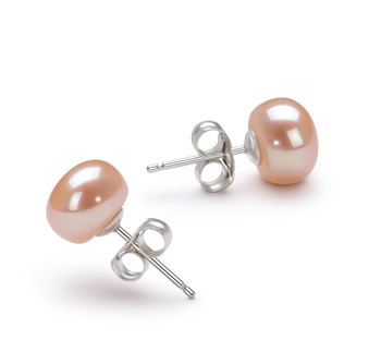 7-8mm AA Quality Freshwater Cultured Pearl Earring Pair in Pink