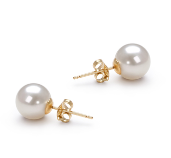 7-8mm AAAA Quality Freshwater Cultured Pearl Earring Pair in White