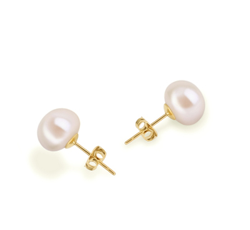 8-9mm AAA Quality Freshwater Cultured Pearl Earring Pair in White