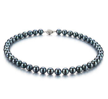 8-8.5mm AAA Quality Japanese Akoya Cultured Pearl Necklace in Black