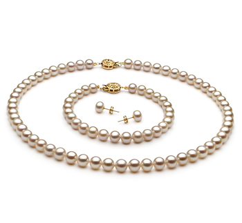 6-7mm AAA Quality Freshwater Cultured Pearl Set in White