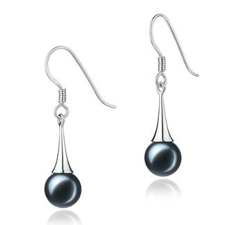 7-8mm AA Quality Japanese Akoya Cultured Pearl Earring Pair in Sandra Black