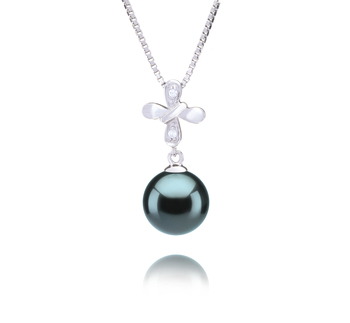 9-10mm AAA Quality Tahitian Cultured Pearl Pendant in Taylor Black