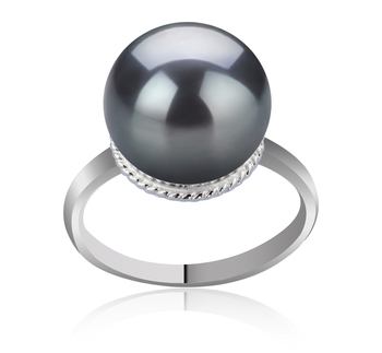 10-11mm AAA Quality Tahitian Cultured Pearl Ring in Tindra Black